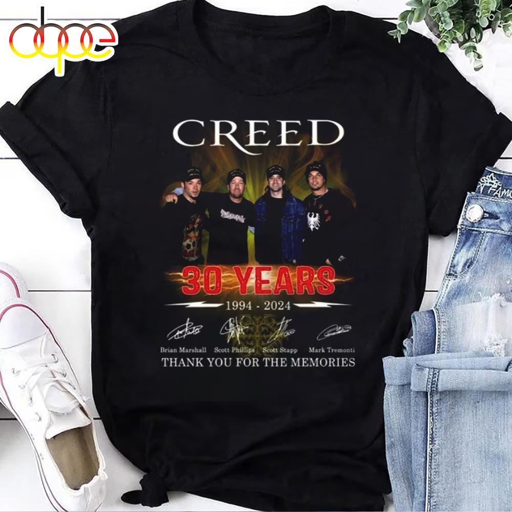 30 Years 1994 2024 Creed Band Signatures Shirt