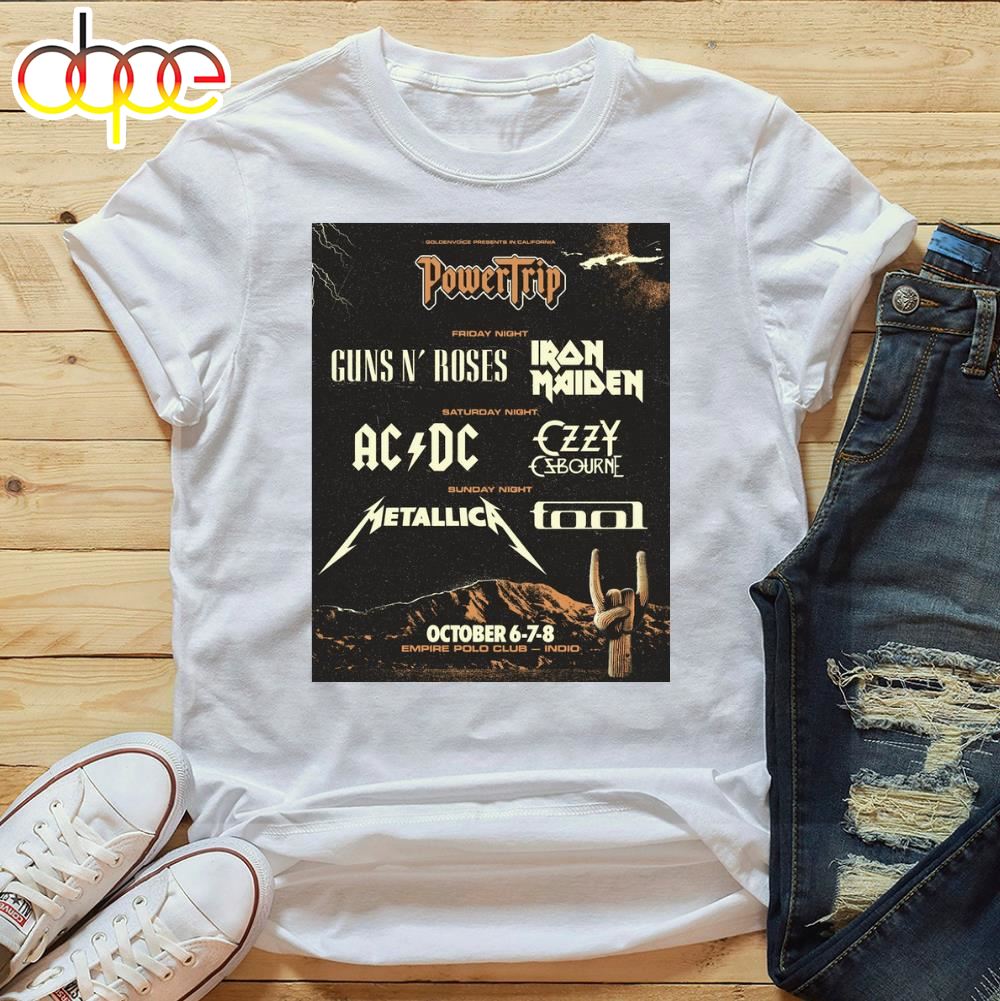 AcDc Tour 2024 Power Trip White Unisex TShirt