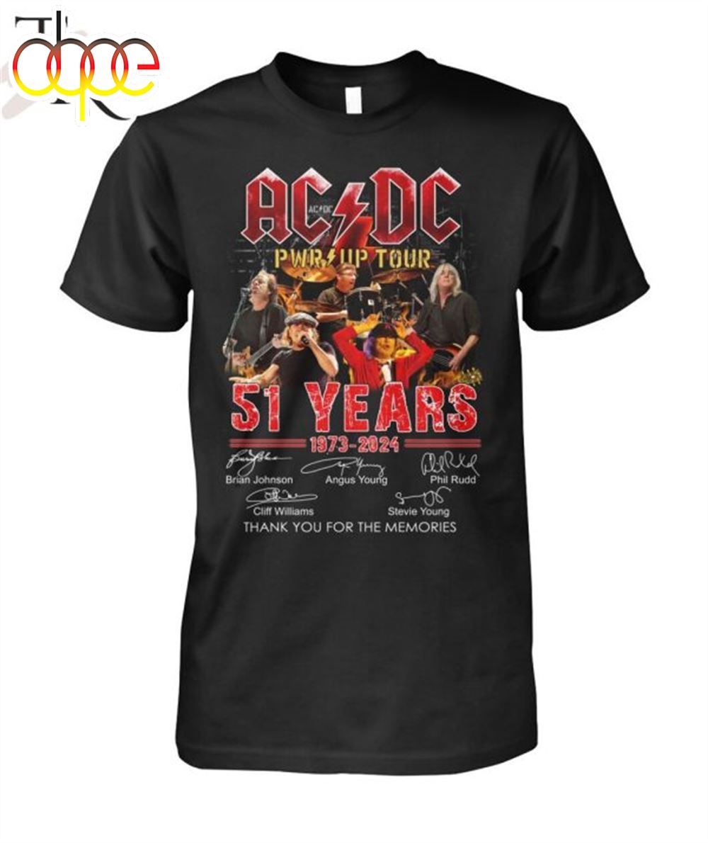 Acdc Pwr Up Tour 51 Years Of 1973 2024 Thank You For The Memories T Shirt