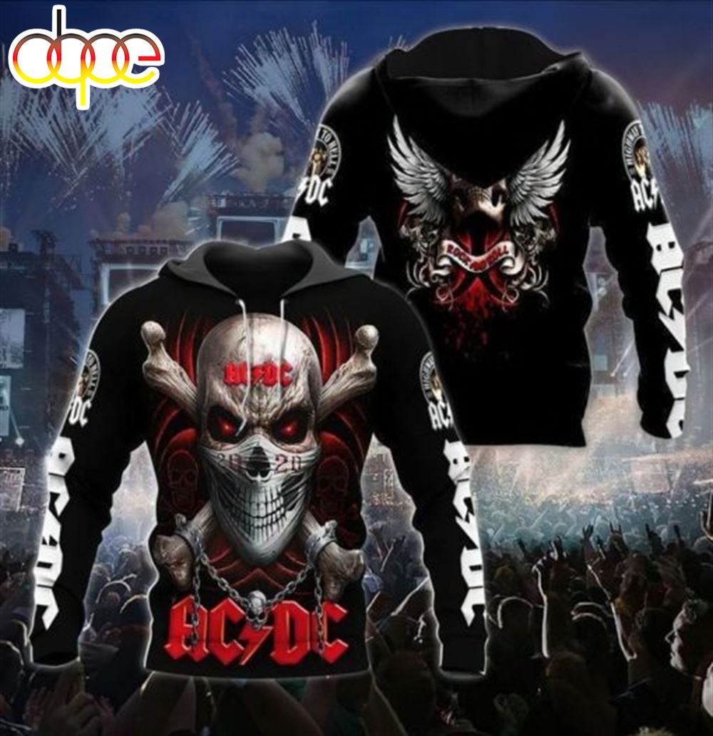 Acdc Tour 2024 Skull Gift For Fan Pullover Hoodie