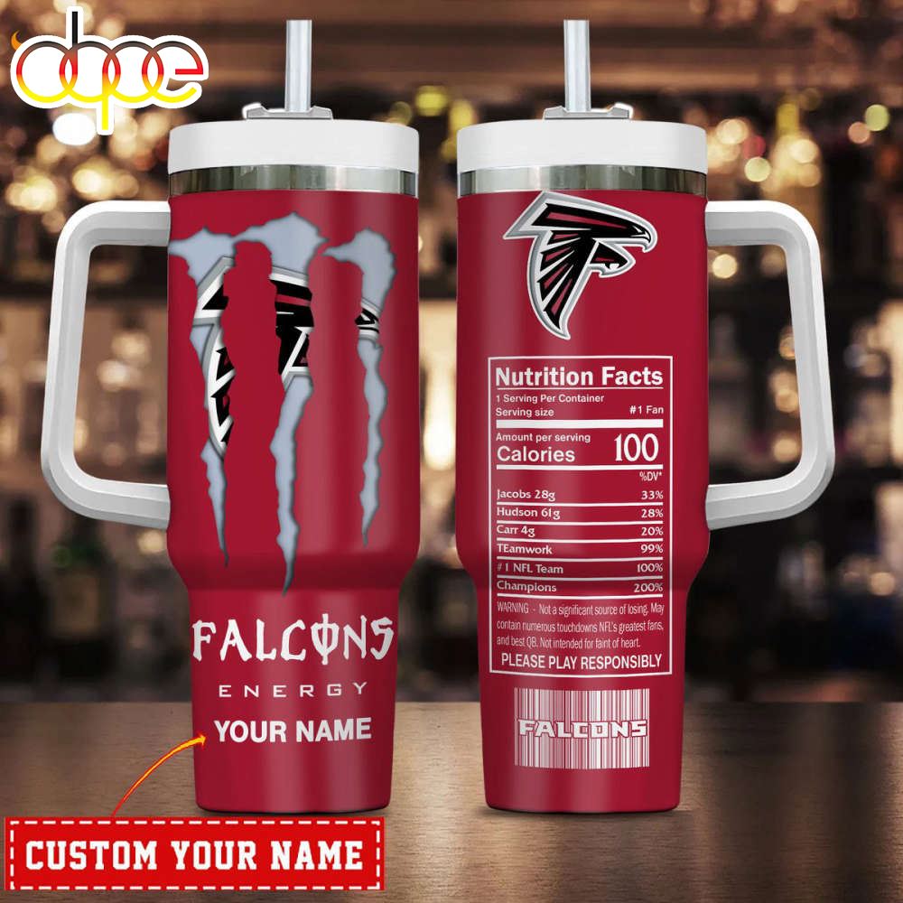 Atlanta Falcons NFL Energy Nutrition Facts Personalized Stanley Tumbler 40Oz