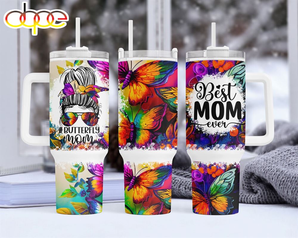 Best Mom Ever 40oz Quencher Tumbler Wrap Butterfly Mom Tumbler Wrap For 40oz