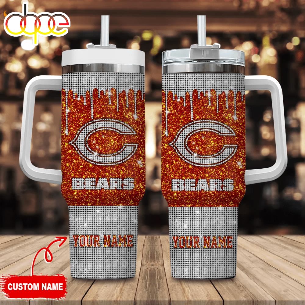 Chicago Bears Personalized NFL Glitter and Diamonds Bling 40oz Stanley Tumbler