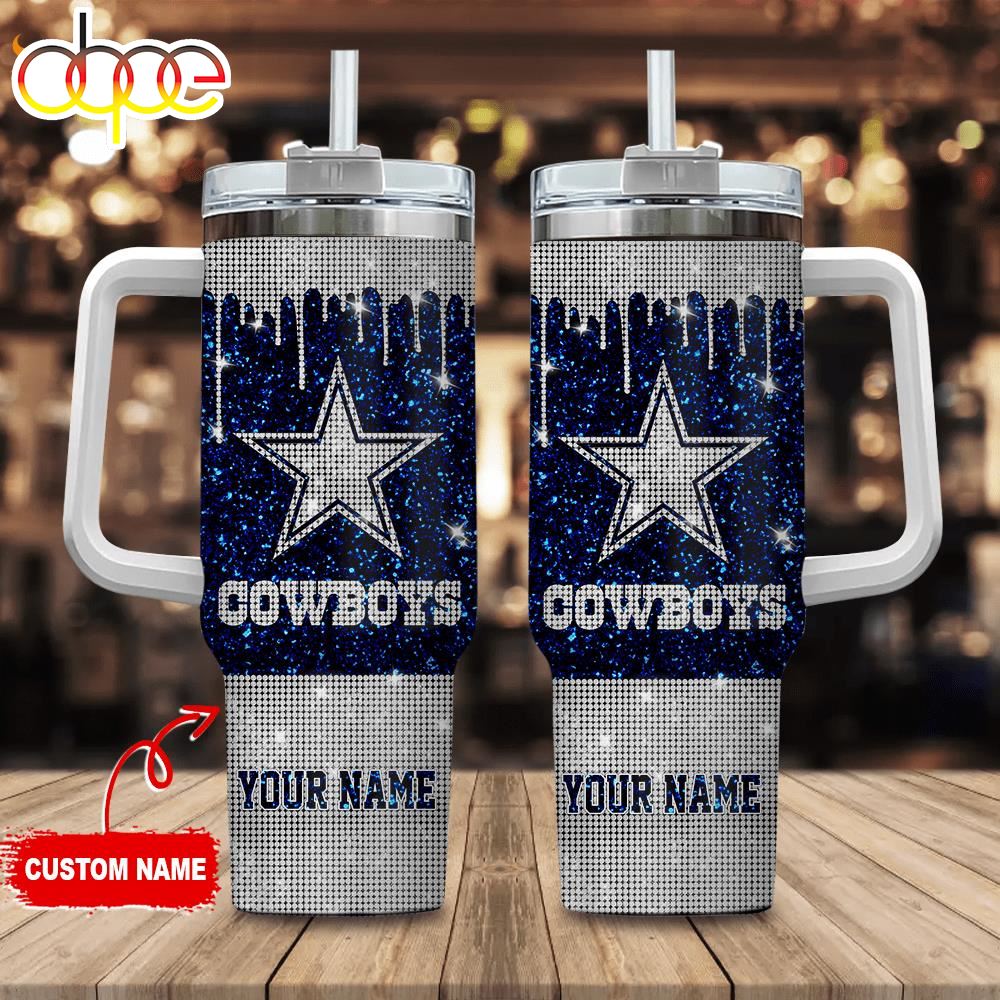 Dallas Cowboys Personalized NFL Glitter and Diamonds Bling 40oz Stanley Tumbler