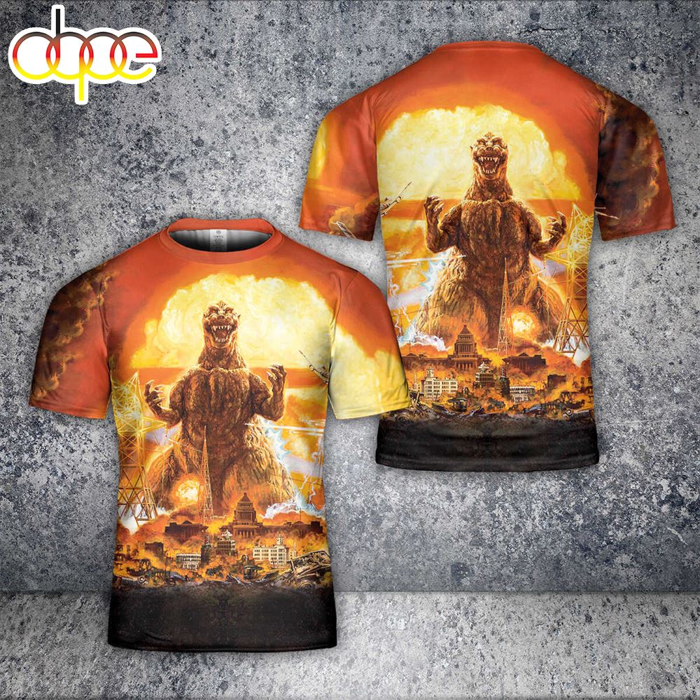 Godzilla All Over Print T Shirt 3D Art Crewneck