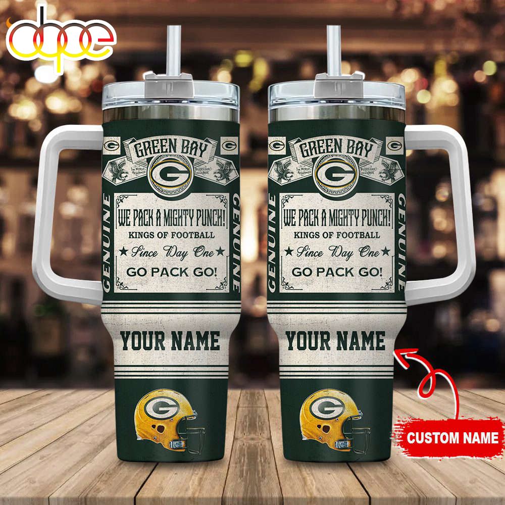 Green Bay Packers NFL Vintage King Of Football Custom Name 40oz Stanley Tumbler
