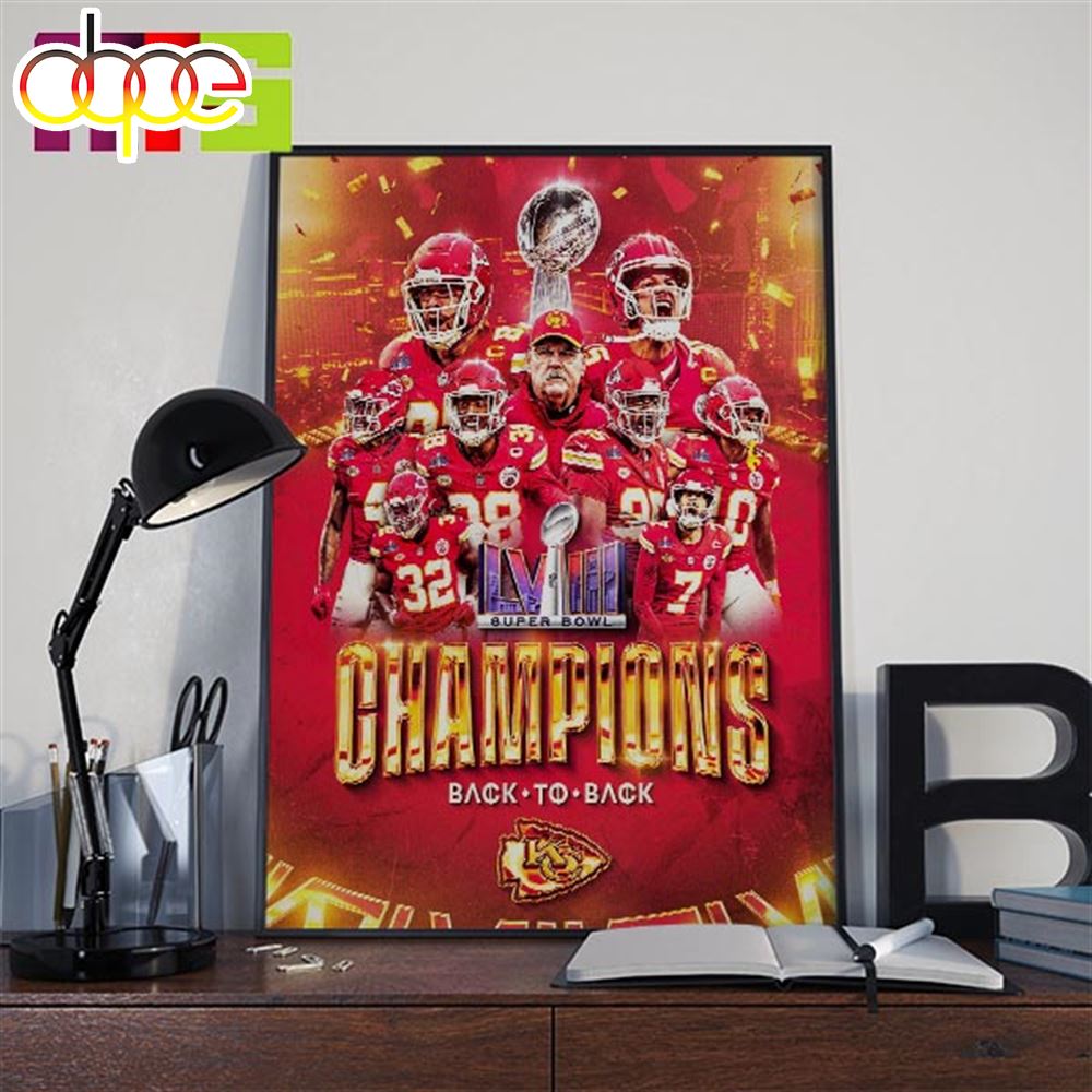 Kansas City Chiefs 2024 Super Bowl Lviii Champions Home Decor Poster Canvas