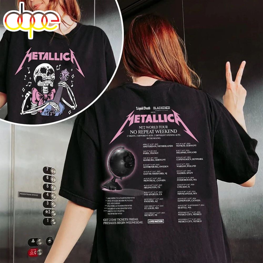 Metallica Band Metal Tour 2023 2024 M72 Tour Music Event T Shirt