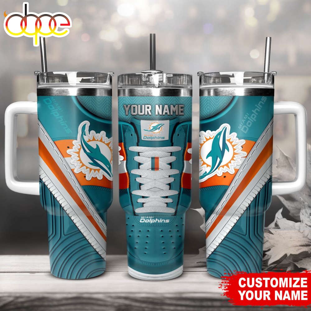 Miami Dolphins Sneaker NFL Personalized Stanley Tumbler 40Oz
