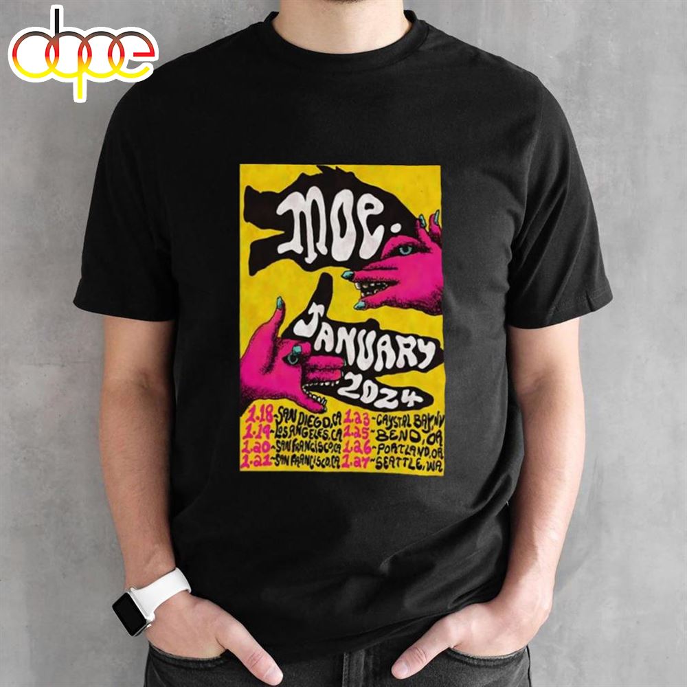 Moe Tour January 2024 Black T Shirt Gift Fans Music All Size