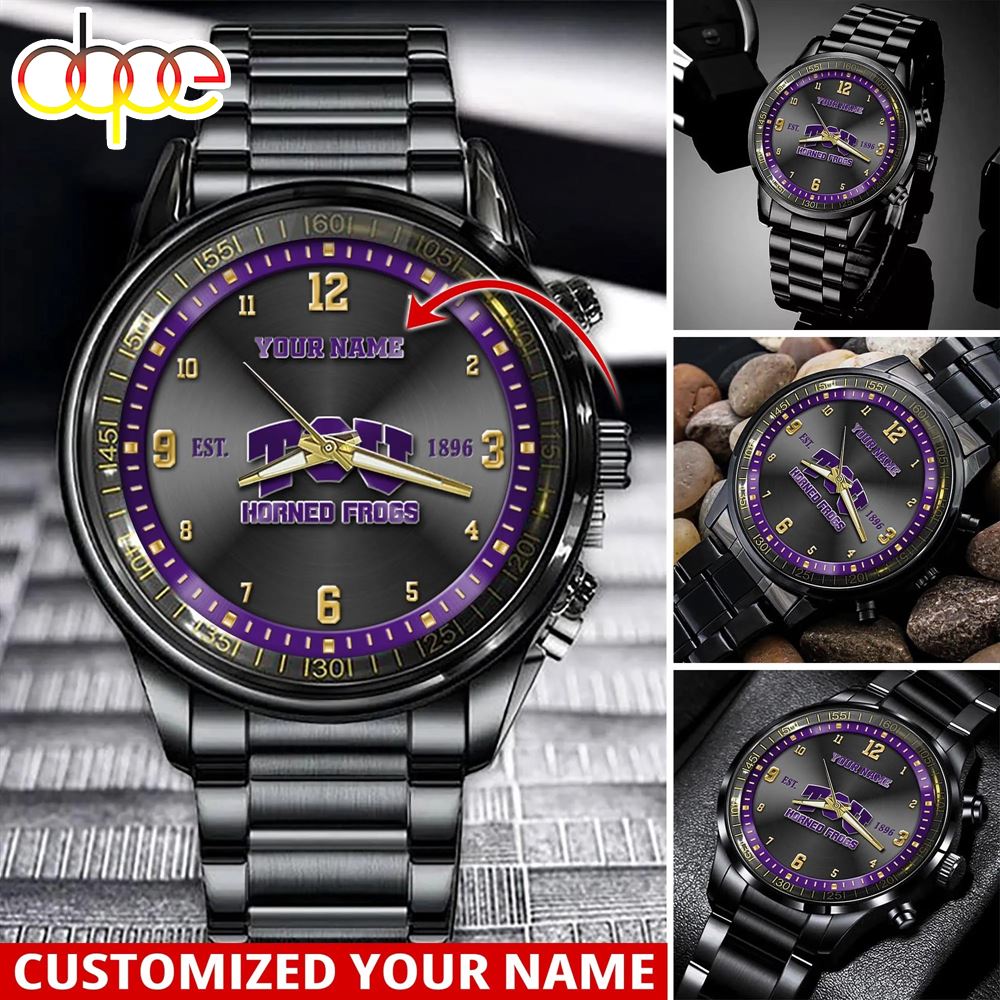 NCAA TCU Horned Frogs Sport Watch For This Season Custom Watch For Football Lovers