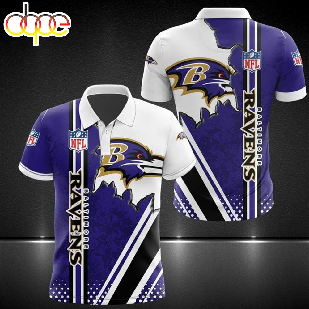 NFL Baltimore Ravens Purple White Polo Shirt