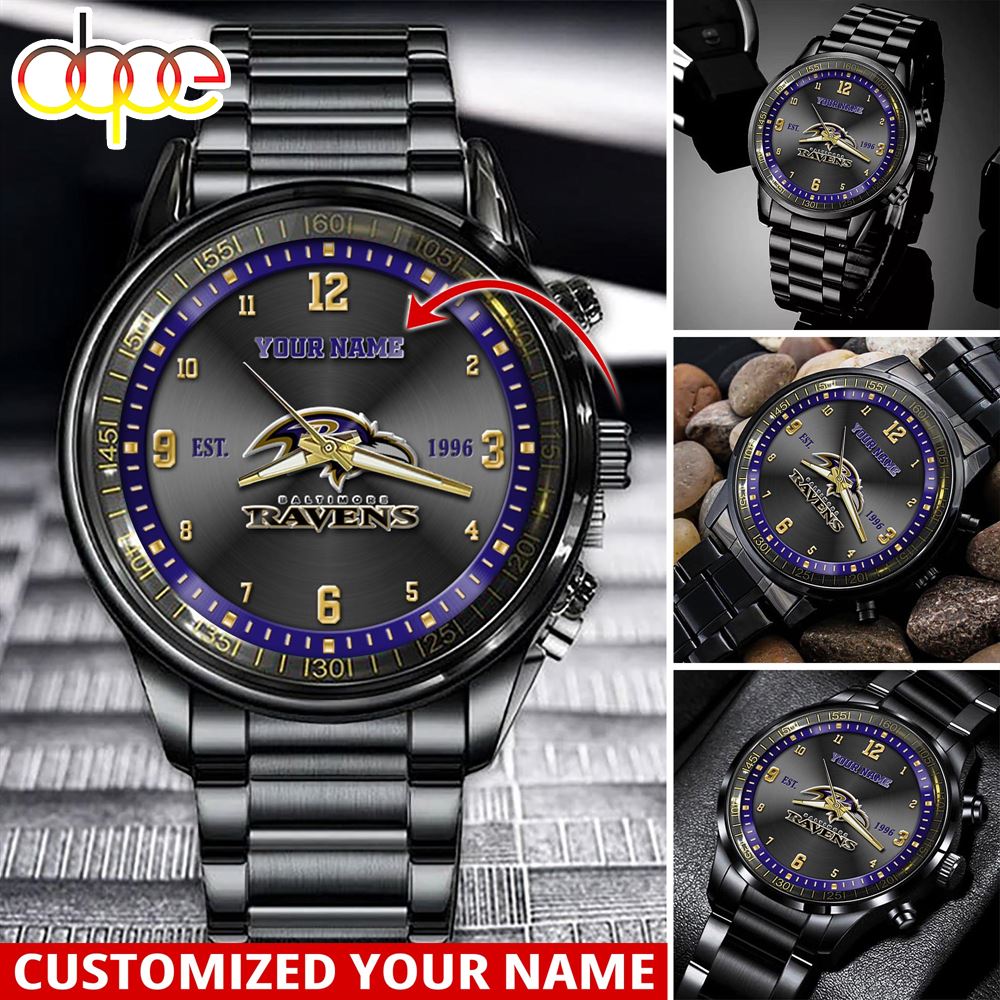 NFL Baltimore Ravens Sport Watch For This Season Custom Watch For Football Lovers