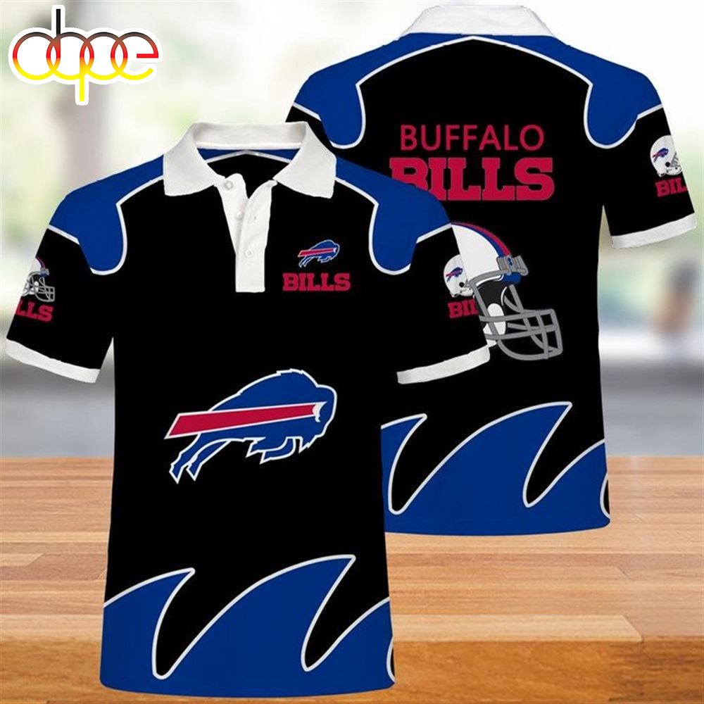 NFL Buffalo Bills Black Blue Helmet Version Polo Shirt