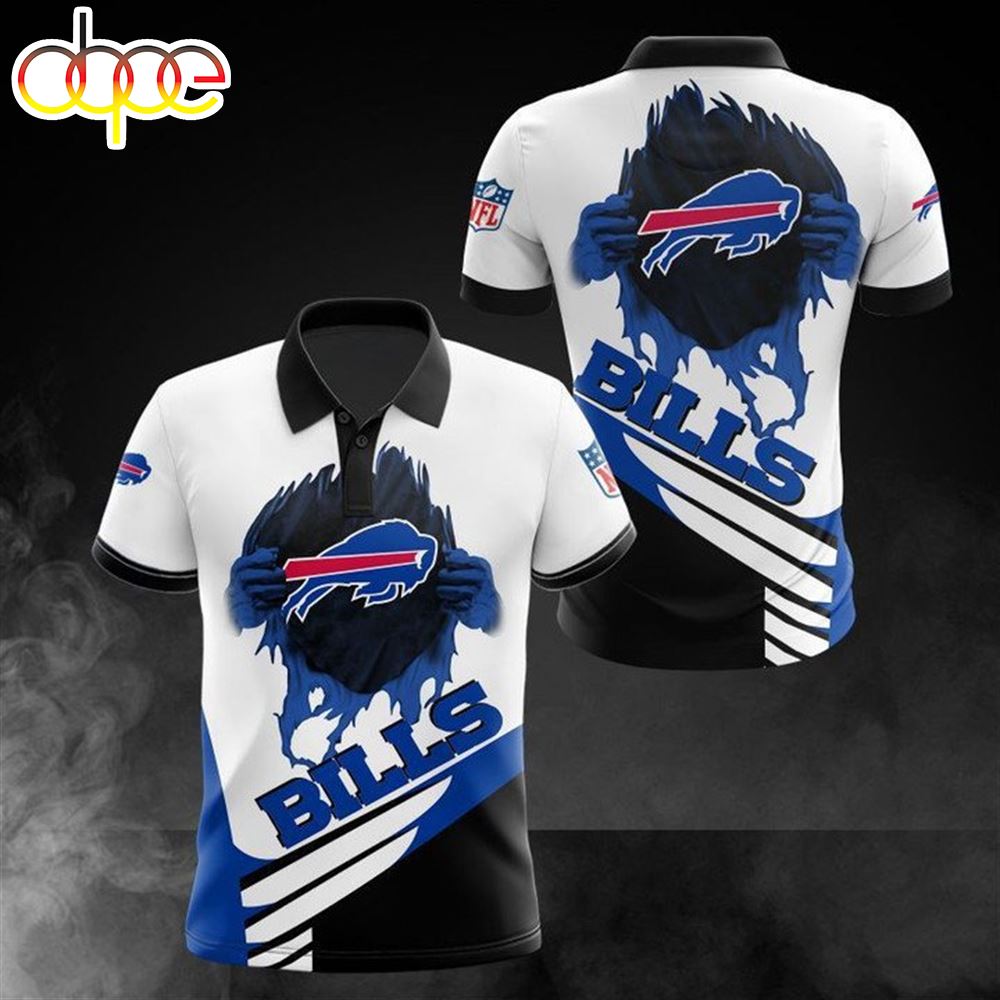 NFL Buffalo Bills Blue Logo White Graphic Polo Shirt