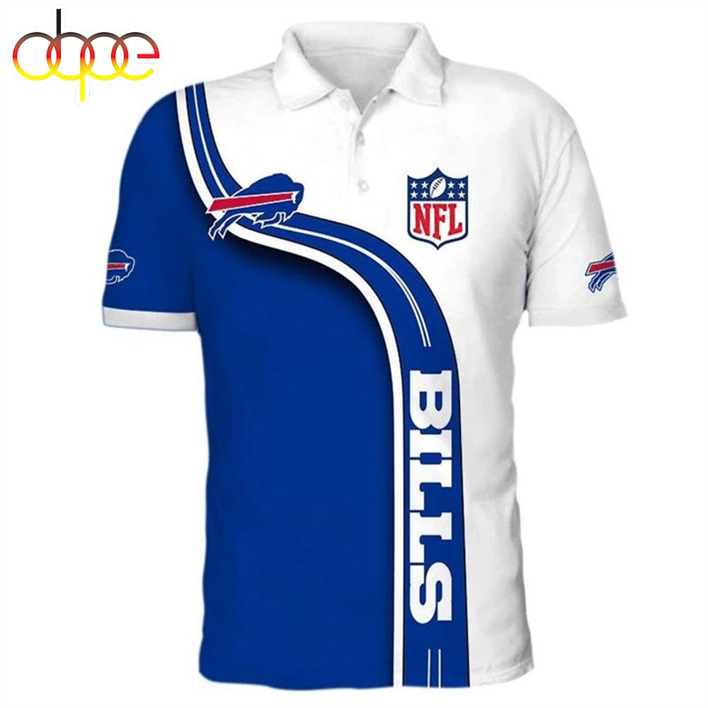 NFL Buffalo Bills White Blue Fashion Polo Shirt