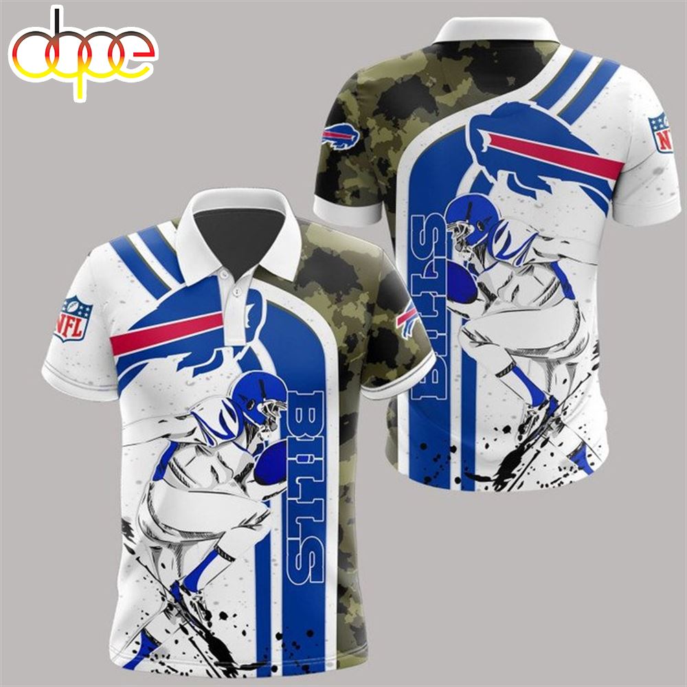 NFL Buffalo Bills White Camo Polo Shirt