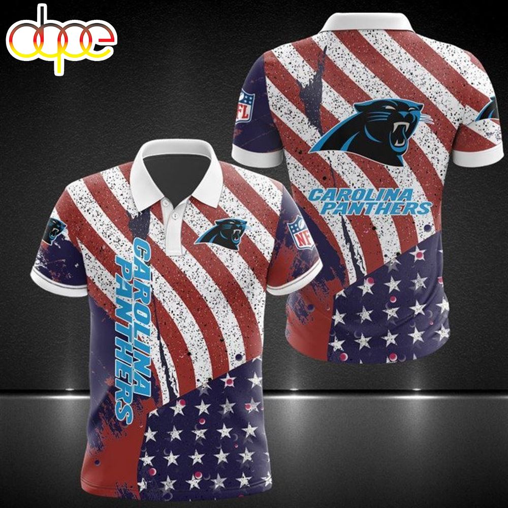 NFL Carolina Panthers American Flag Polo Shirt