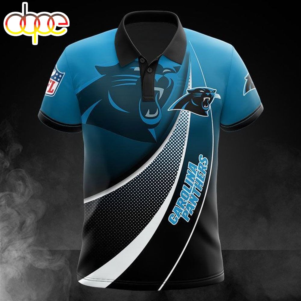 NFL Carolina Panthers Blue Black Polo Shirt V2