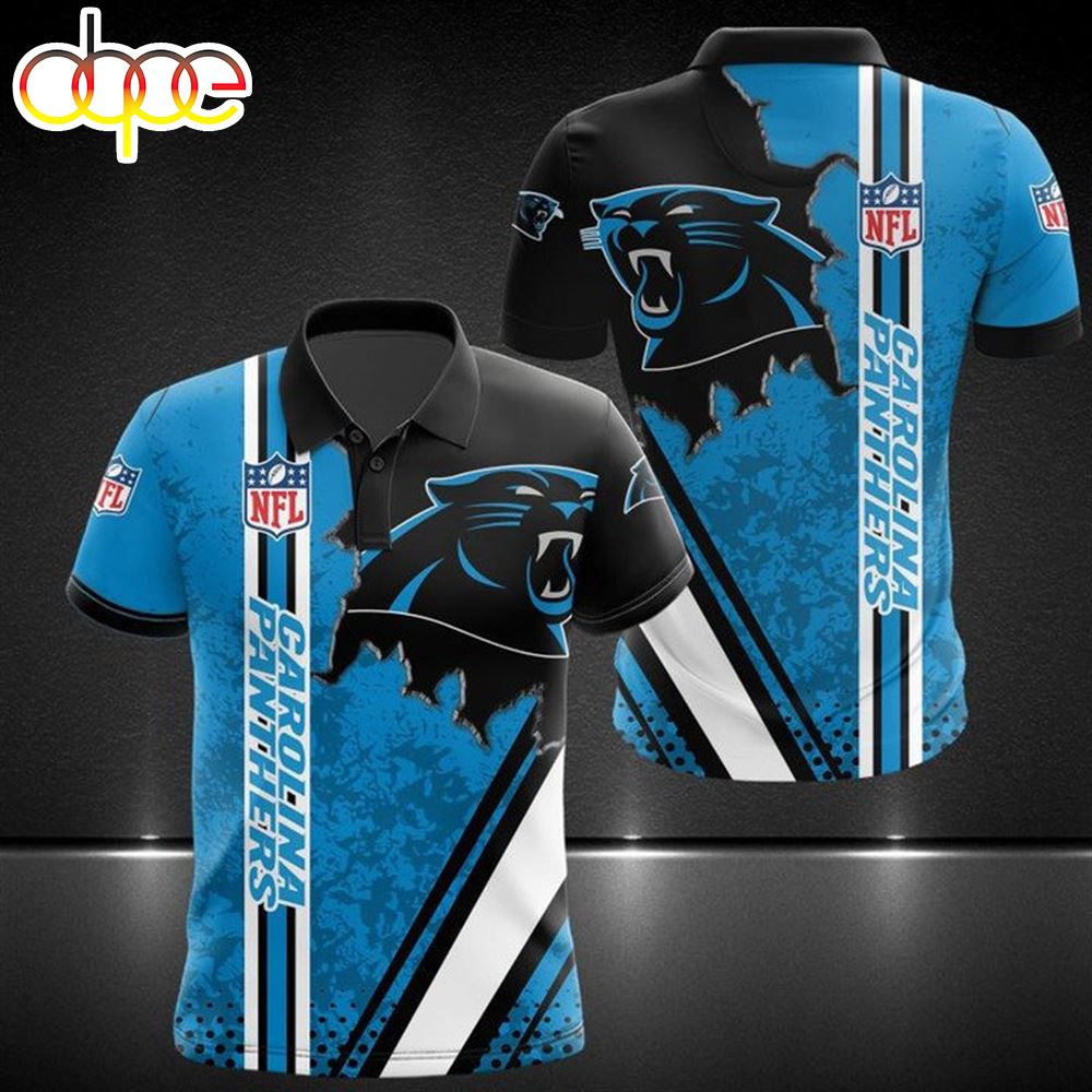 NFL Carolina Panthers Blue Black Polo Shirt V3