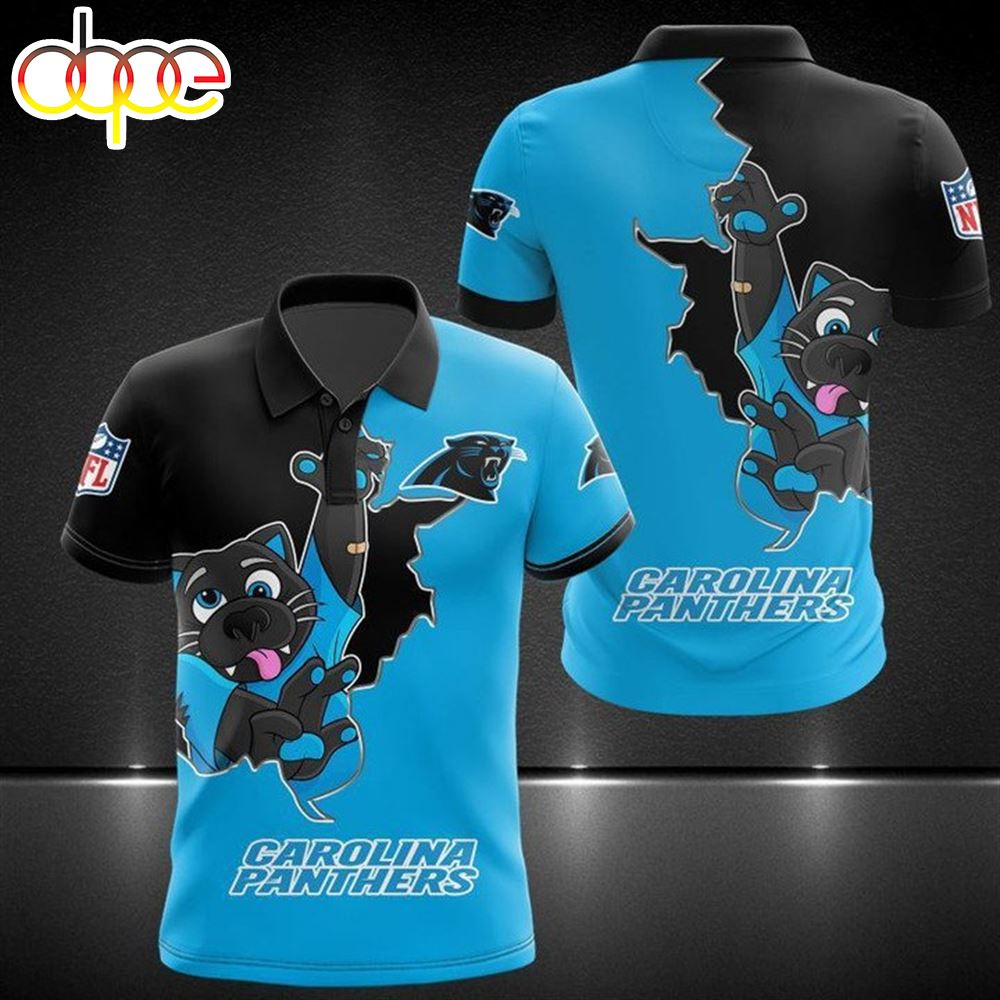 NFL Carolina Panthers Blue Black Polo Shirt V4