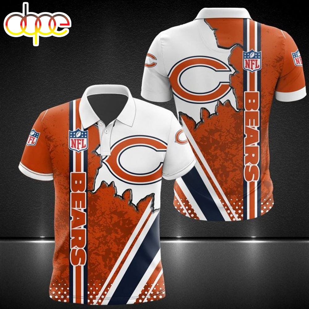 NFL Chicago Bears Orange White Logo In Hert Polo Shirt
