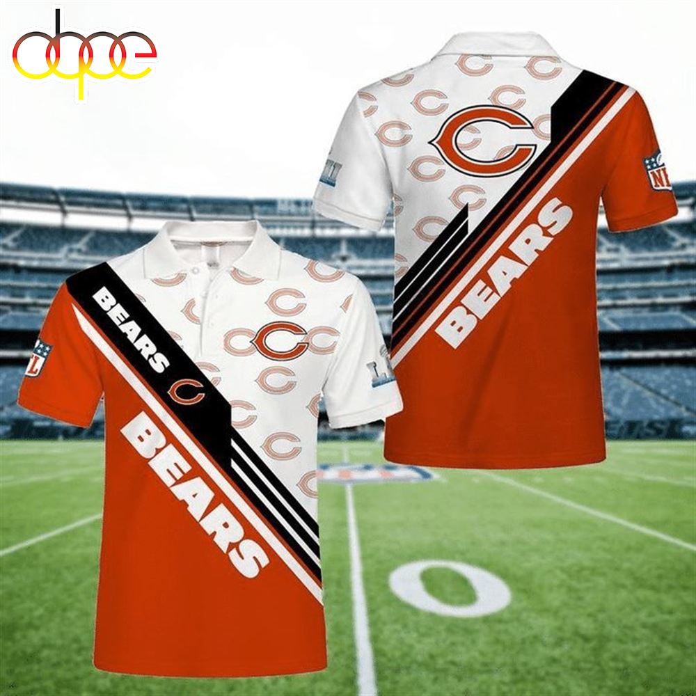 NFL Chicago Bears White Orange Verion Polo Shirt V2