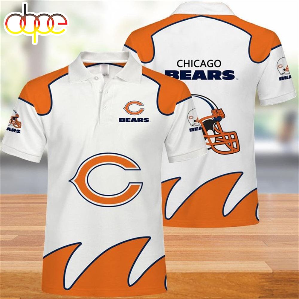 NFL Chicago Bears White Orange Verion Polo Shirt