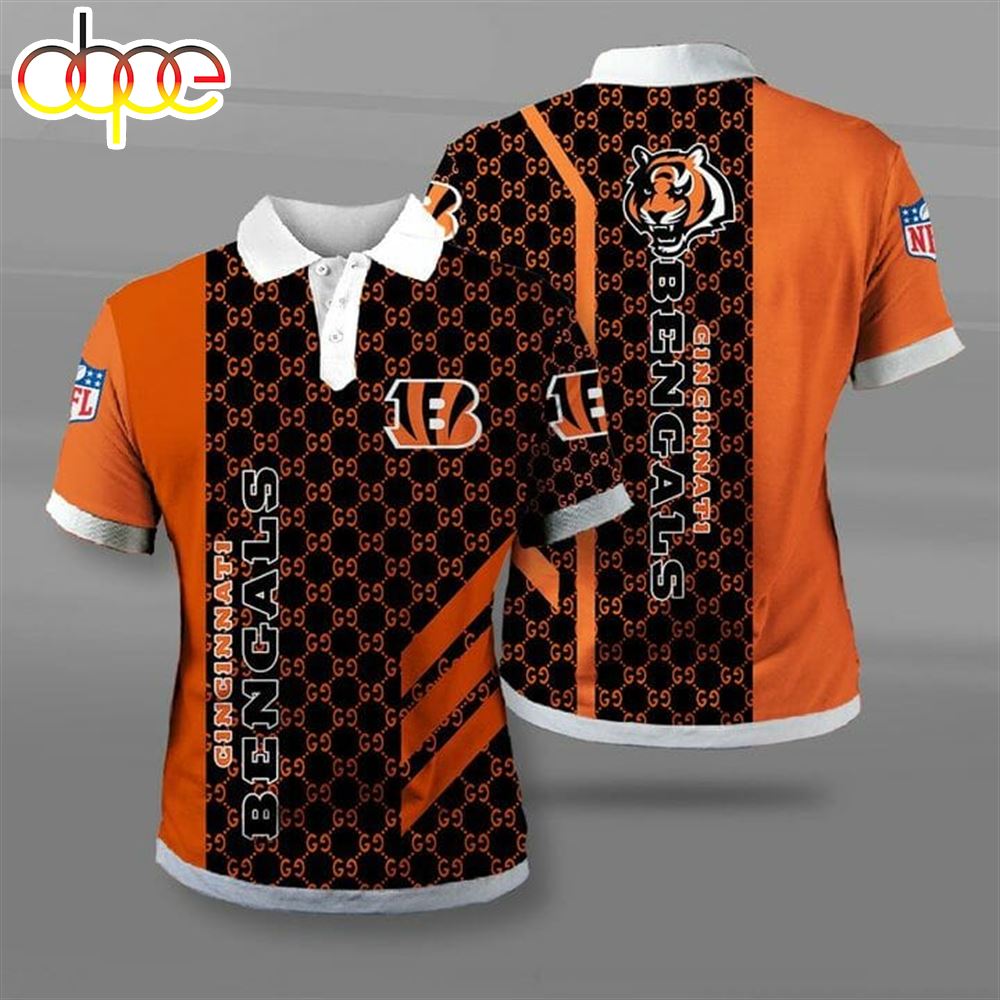 NFL Cincinnati Bengals Orange Black Polo Shirt