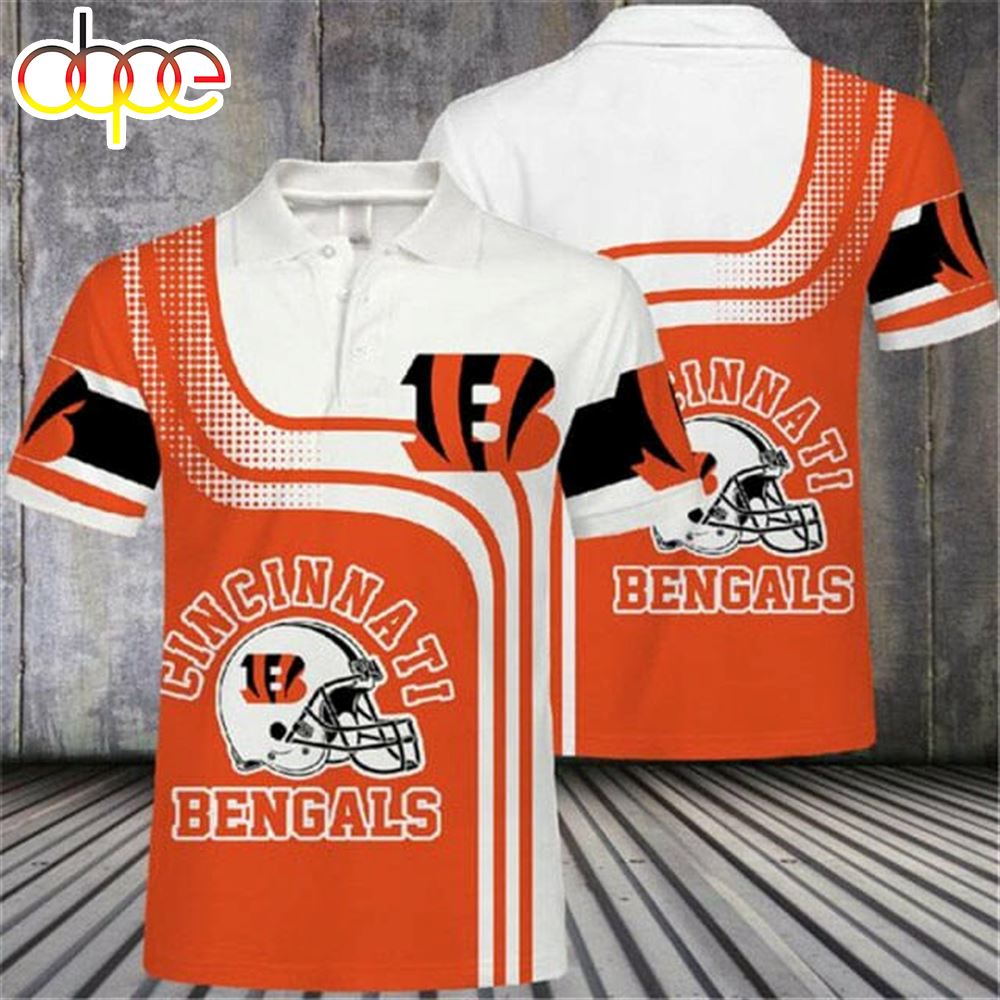NFL Cincinnati Bengals Orange White Polo Shirt V2