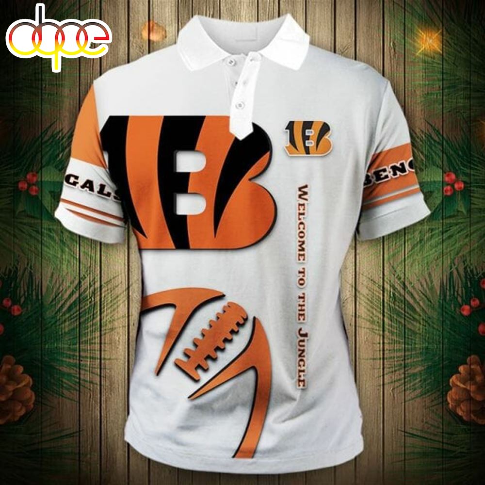 NFL Cincinnati Bengals White Orange Polo Shirt V2