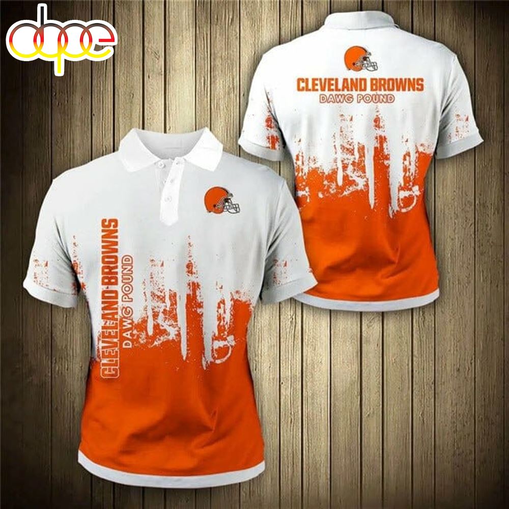 NFL Cleveland Browns White Orange Polo Shirt V11