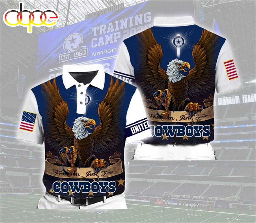 NFL Dallas Cowboys Custom Name One Nation Under God Polo Shirt V5
