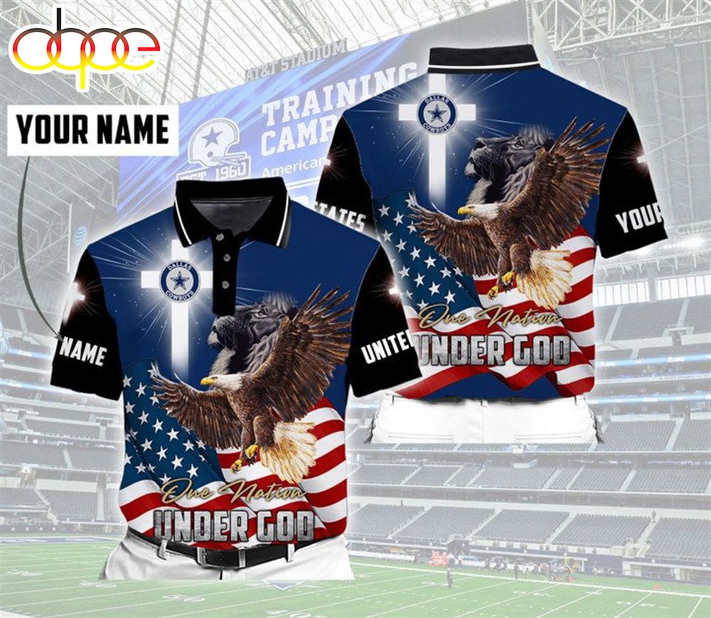 NFL Dallas Cowboys Custom Name One Nation Under God Polo Shirt V7