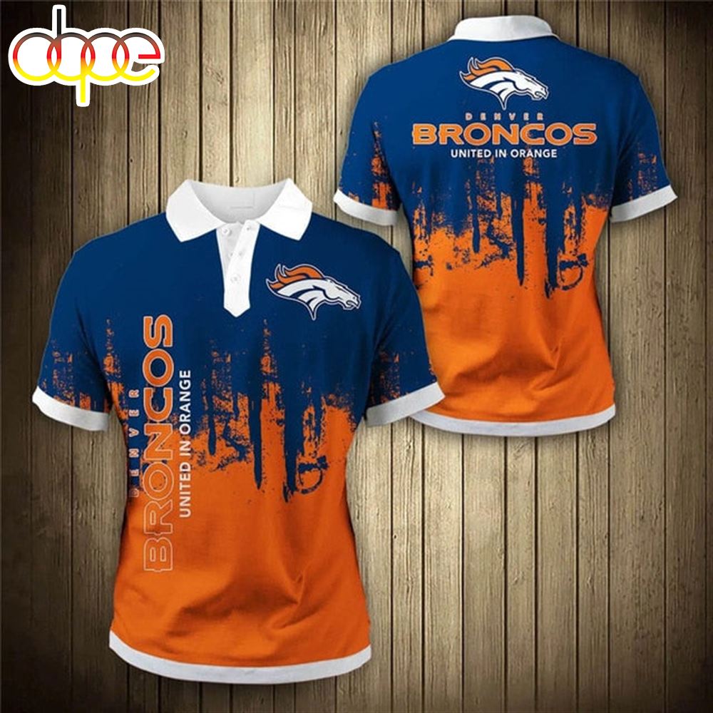 NFL Denver Broncos Orange Navy Blue Polo Shirt V4