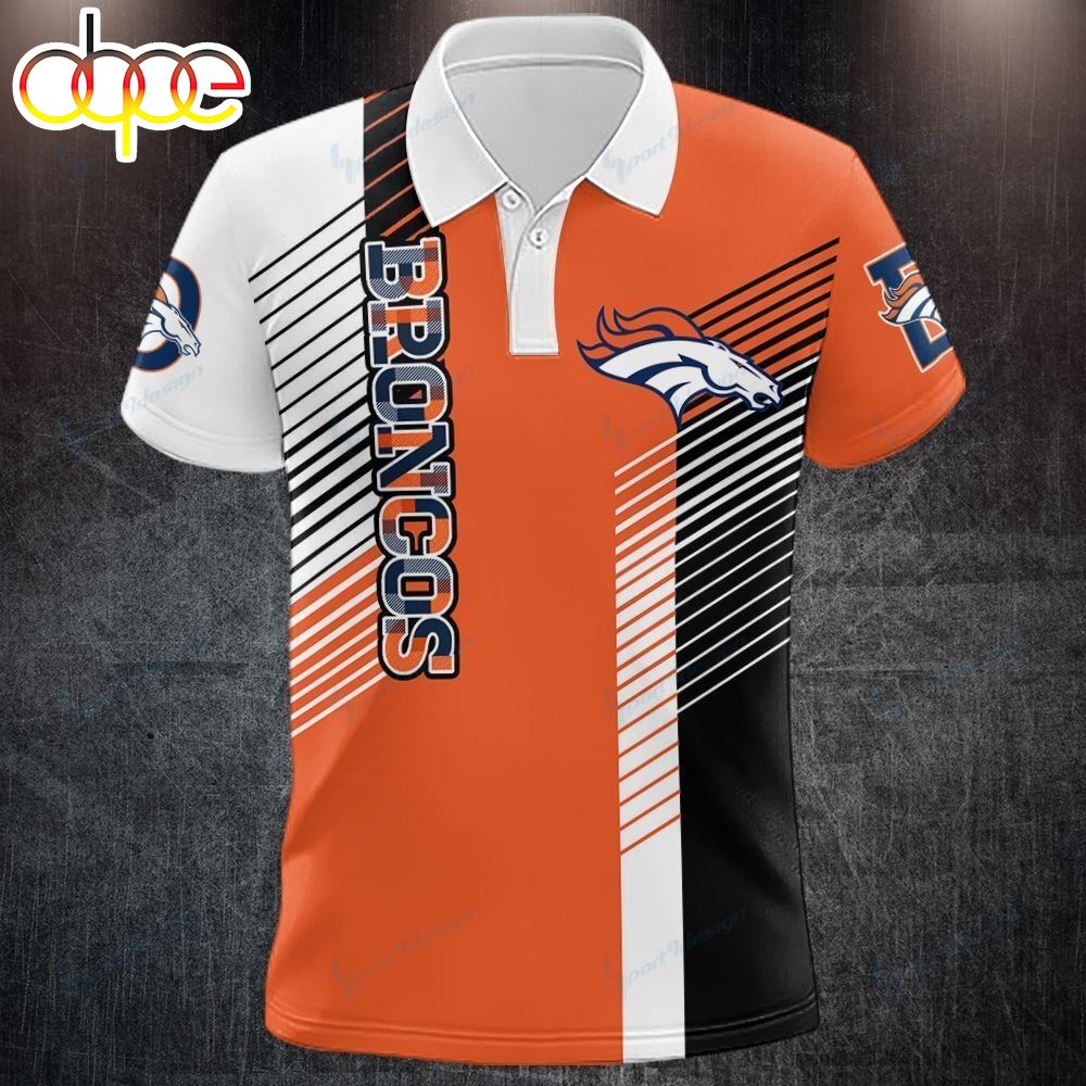 NFL Denver Broncos Orange White Polo Shirt V5