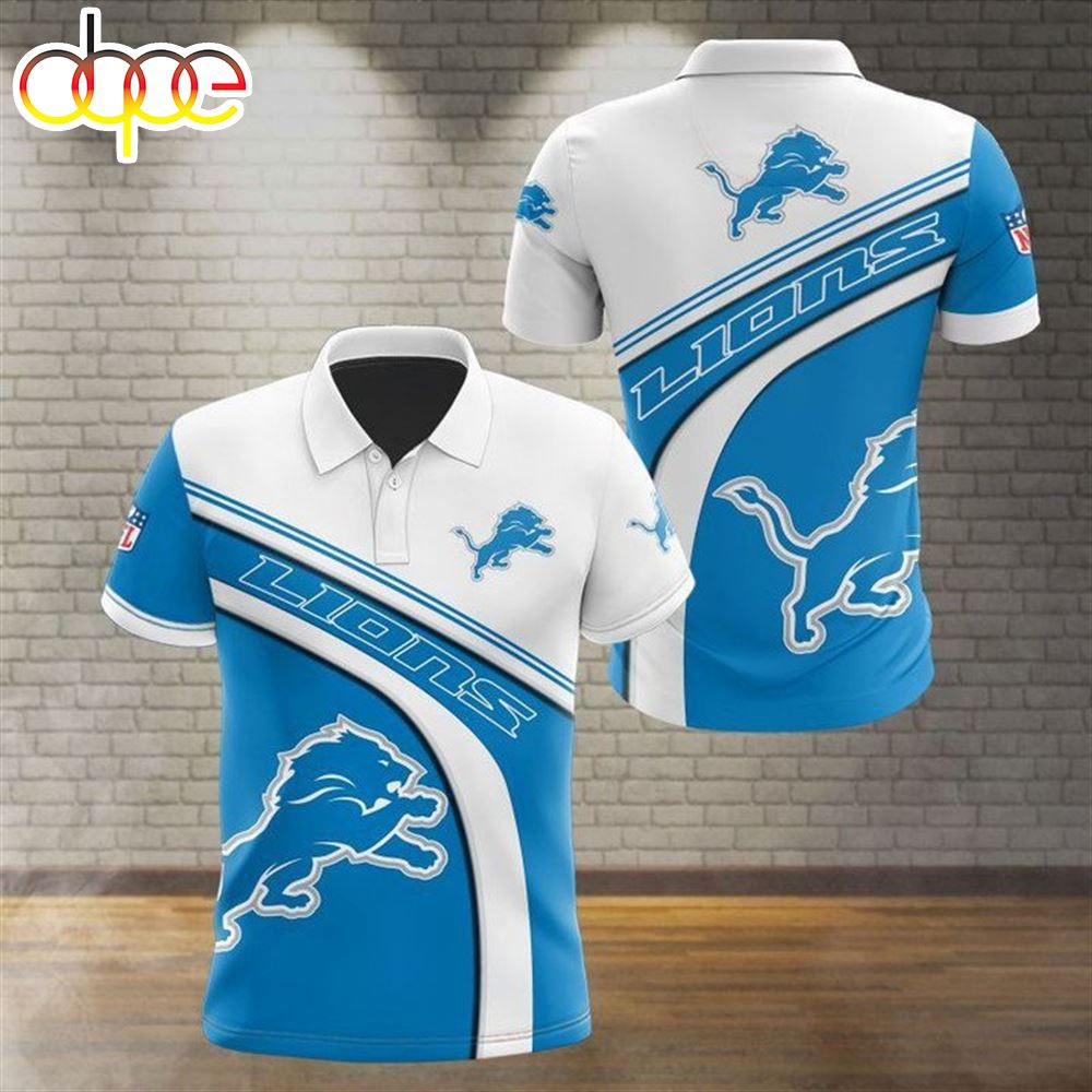NFL Detroit Lions Blue White Polo Shirt