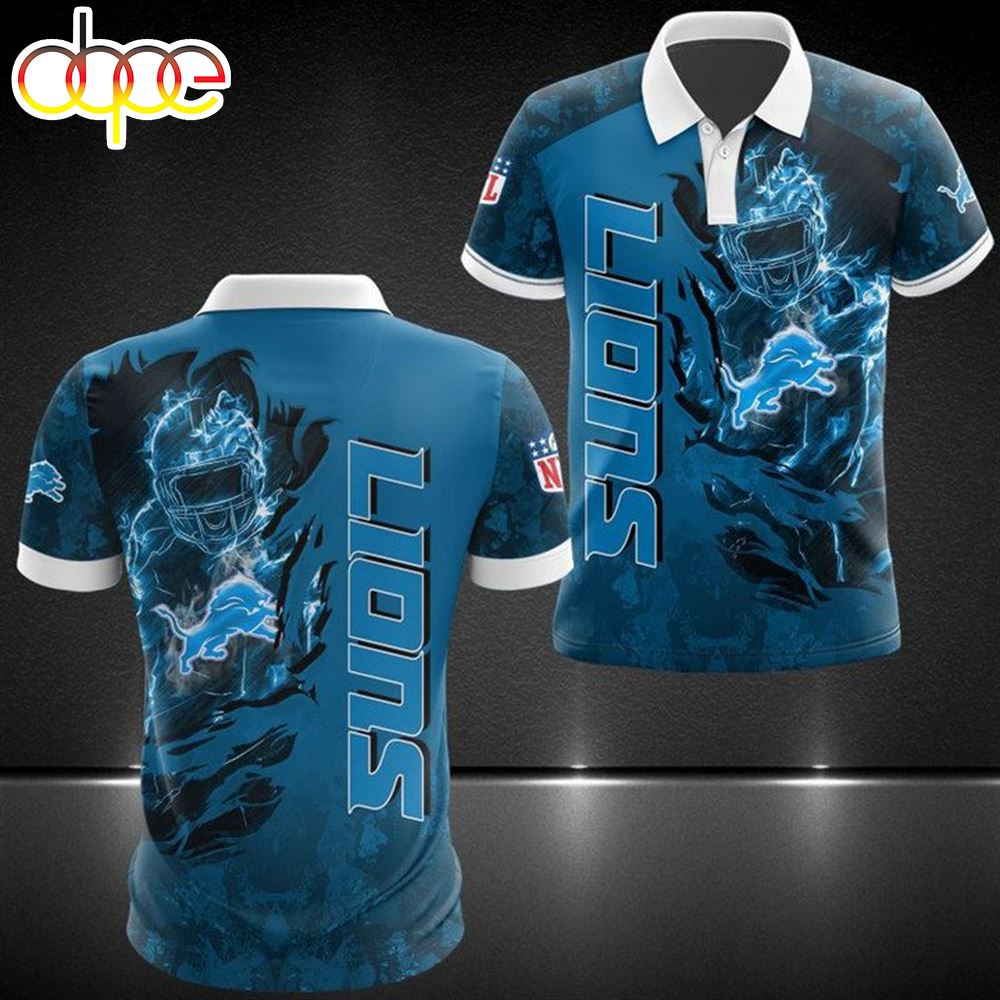 NFL Detroit Lions Honolulu Blue Camo Polo Shirt