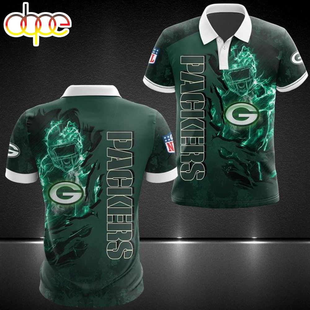 NFL Green Bay Packers Green Fire Polo Shirt