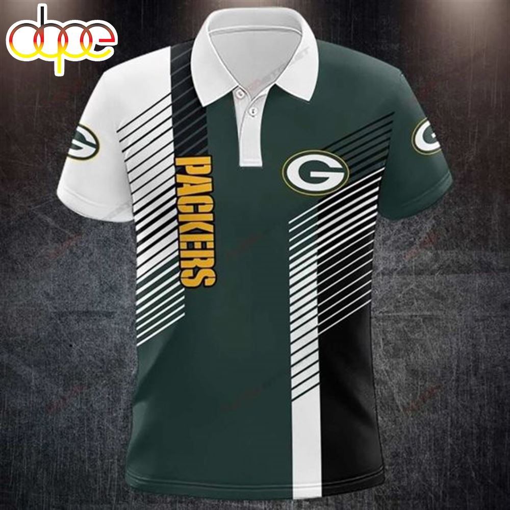 NFL Green Bay Packers Green White Stripes Gift Polo Shirt