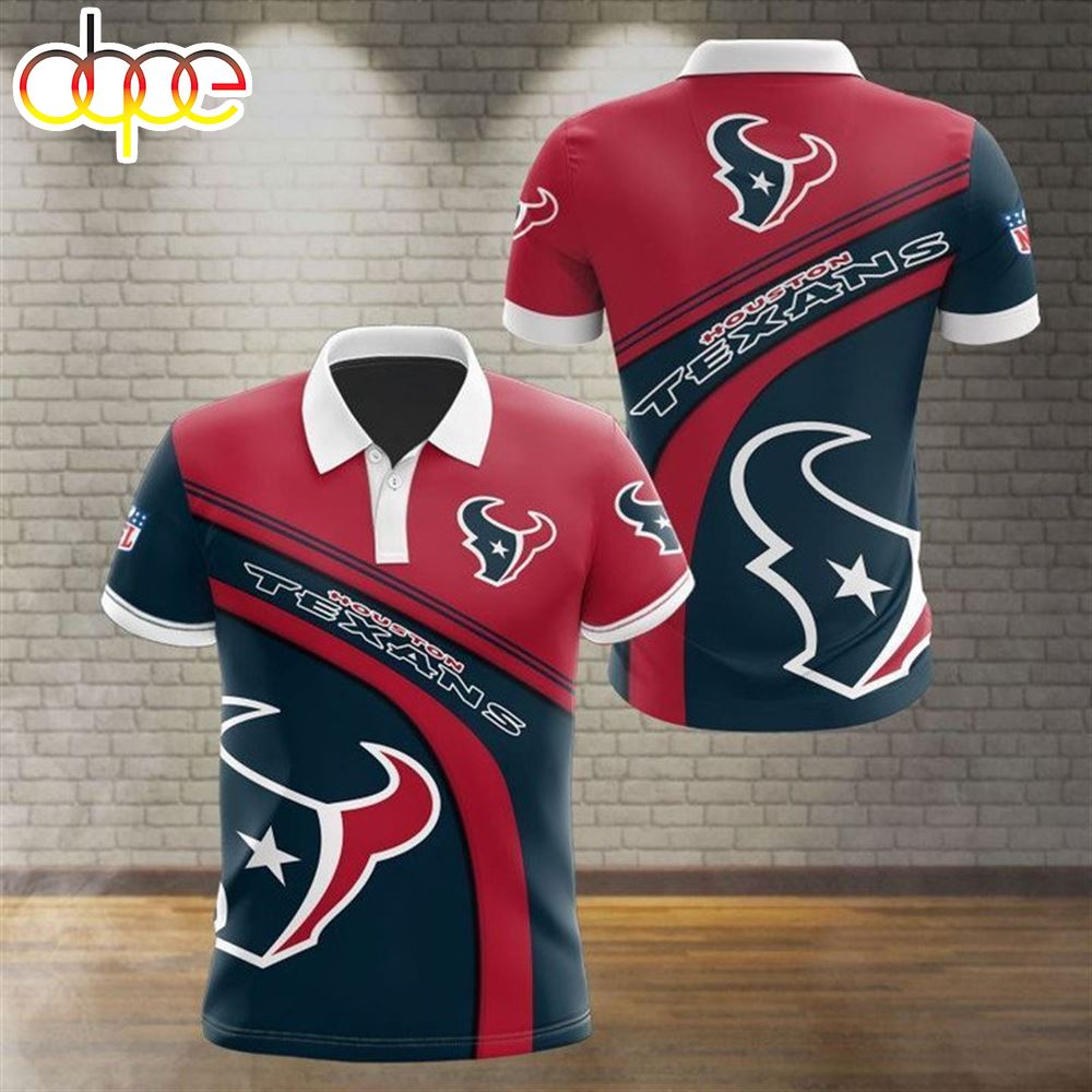 NFL Houston Texans Blue Red Polo Shirt