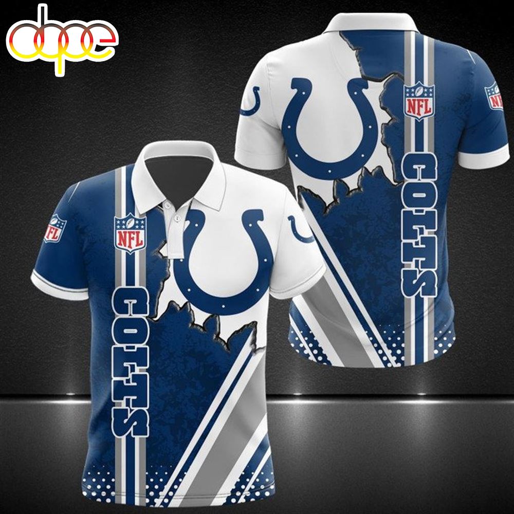 NFL Indianapolis Colts Blue White Polo Shirt V2