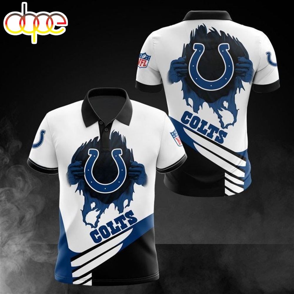 NFL Indianapolis Colts White Blue Polo Shirt