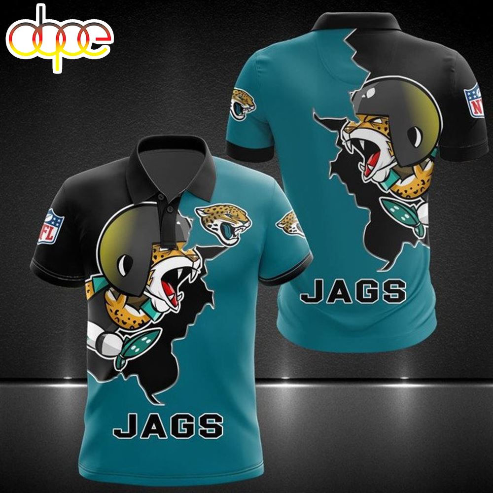 NFL Jacksonville Jaguars Teal Black Polo Shirt V2