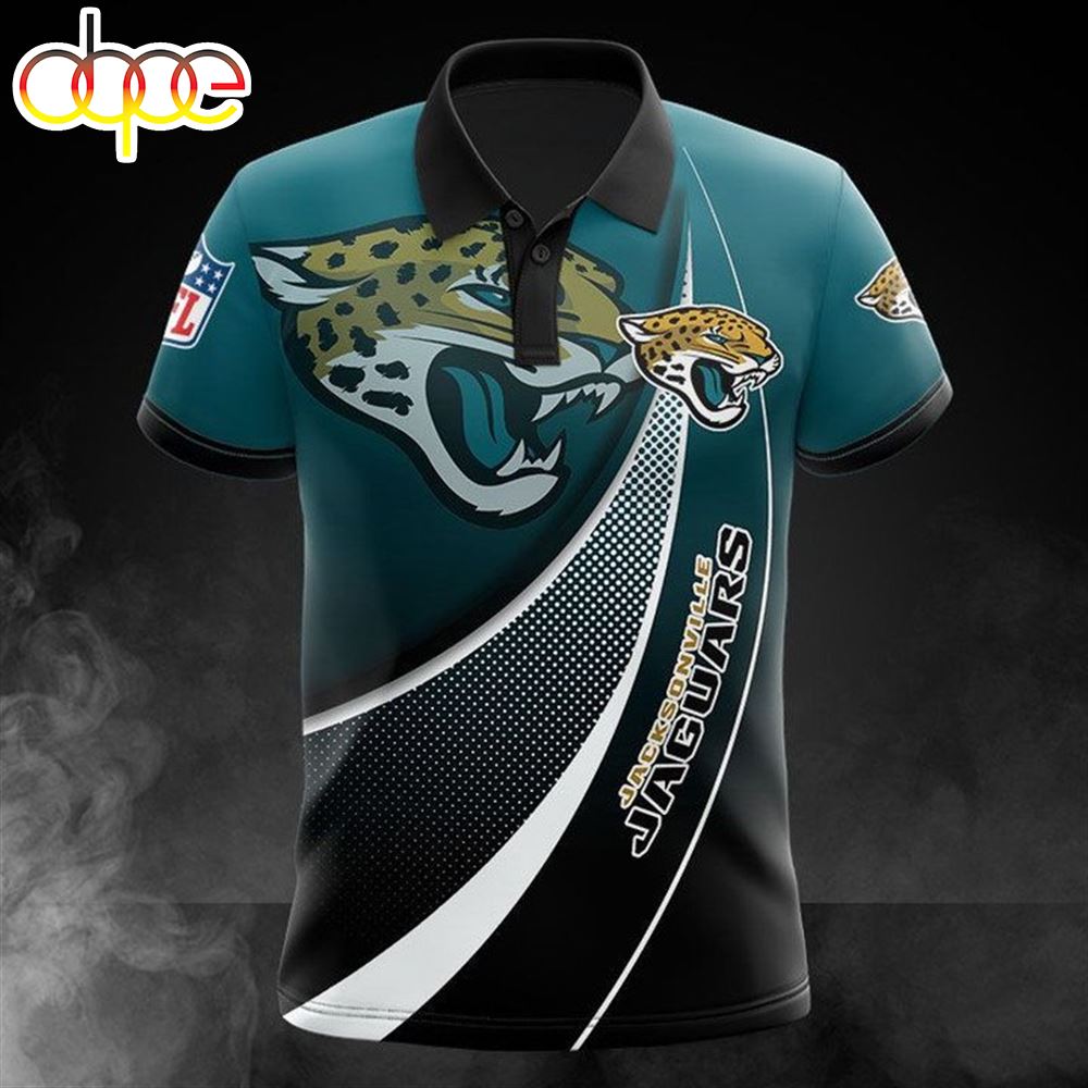 NFL Jacksonville Jaguars Teal Black Polo Shirt V3