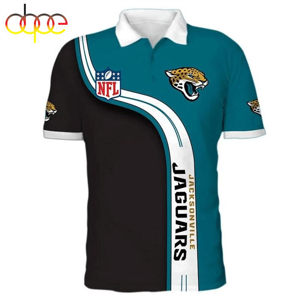 NFL Jacksonville Jaguars Teal Black Polo Shirt V4
