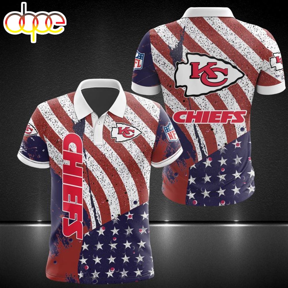 NFL Kansas City Chiefs American Flag Polo Shirt