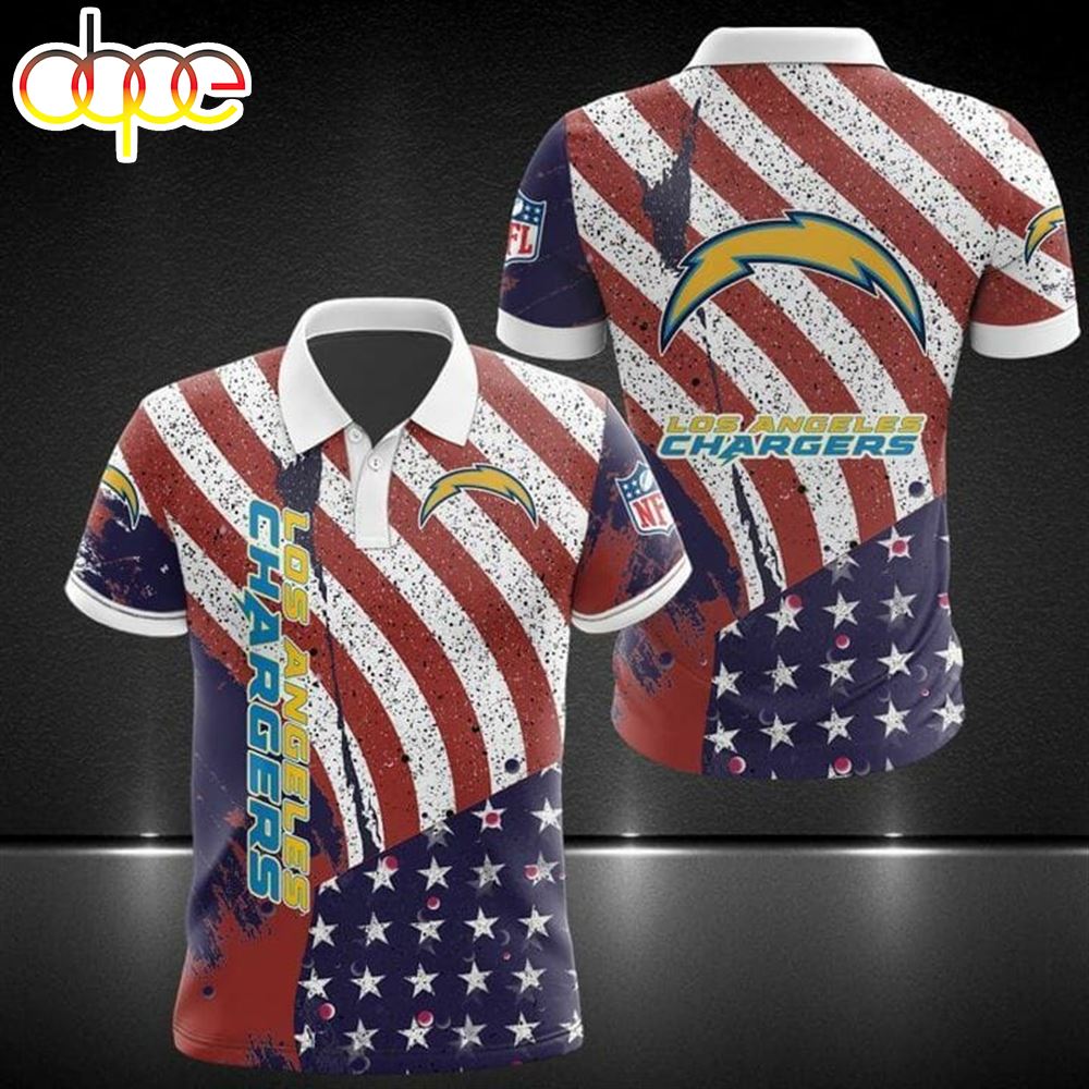 NFL Los Angeles Chargers American Flag Polo Shirt