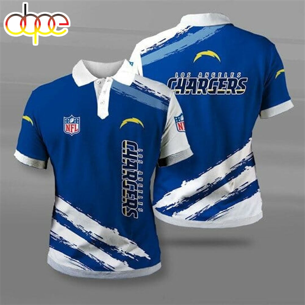 NFL Los Angeles Chargers Blue White Polo Shirt V3