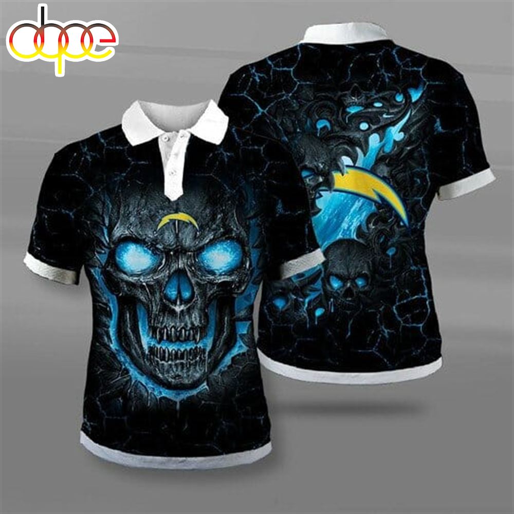 NFL Los Angeles Chargers Skull Black Polo Shirt